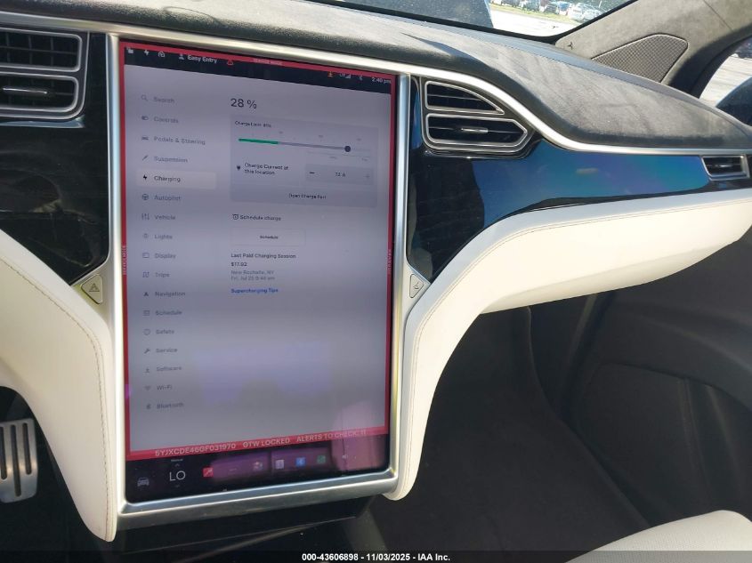 2016 Tesla Model X P100D/P90D VIN: 5YJXCDE46GF031970 Lot: 43606898