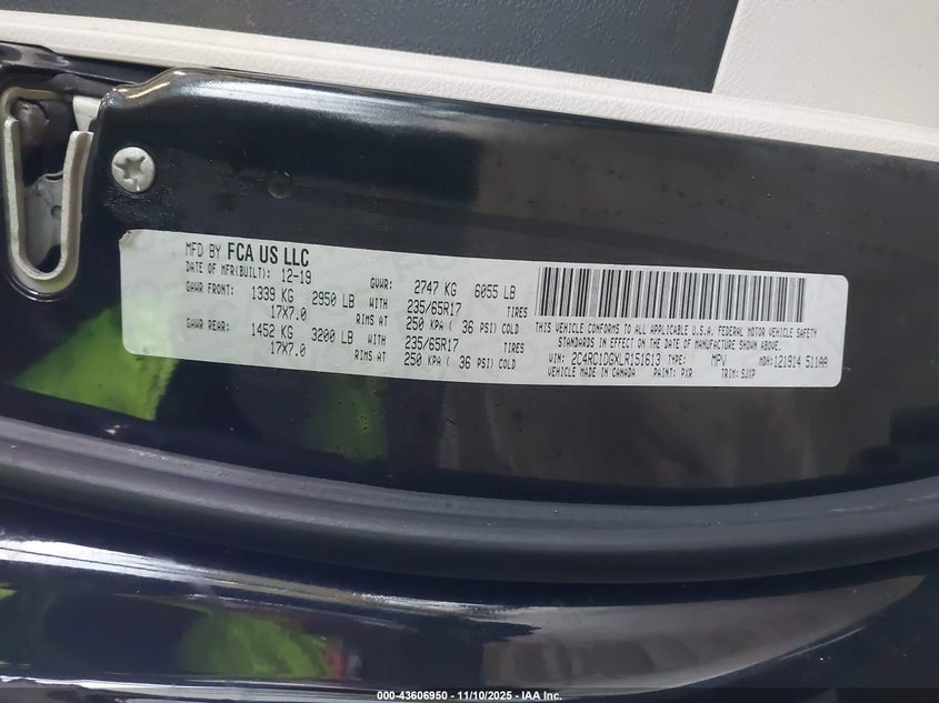 2020 Chrysler Voyager Lxi VIN: 2C4RC1DGXLR151613 Lot: 43606950