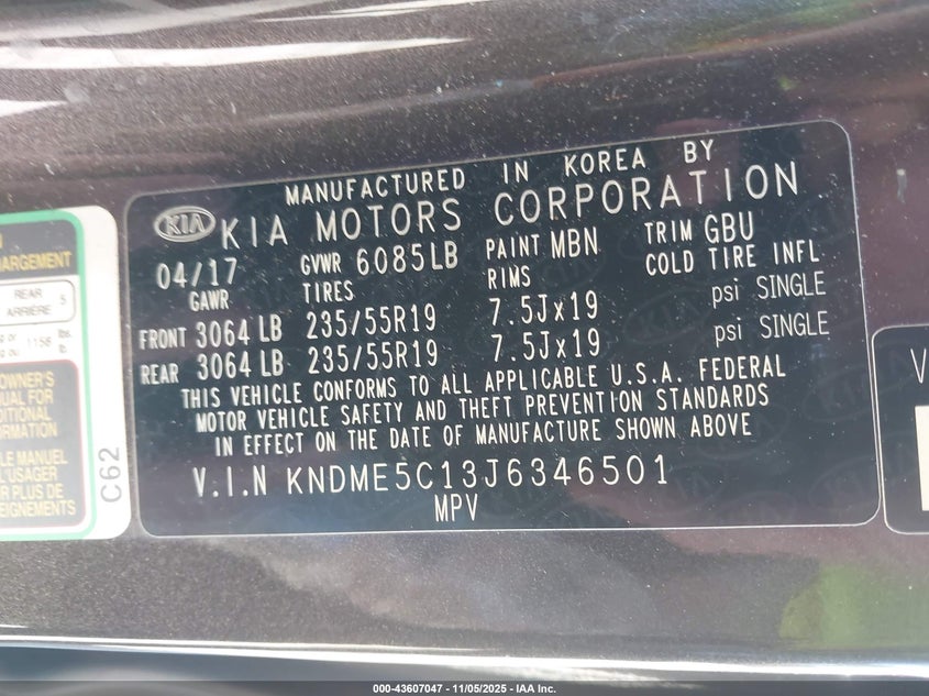 2018 KIA SEDONA SX LIMITED KNDME5C13J6346501