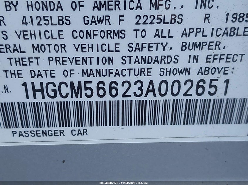 1HGCM56623A002651 2003 HONDA ACCORD photo no. 9