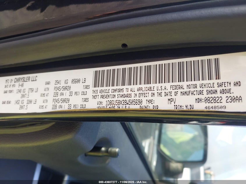 2009 Dodge Nitro Slt/Rt VIN: 1D8GU58X39W505690 Lot: 43607277