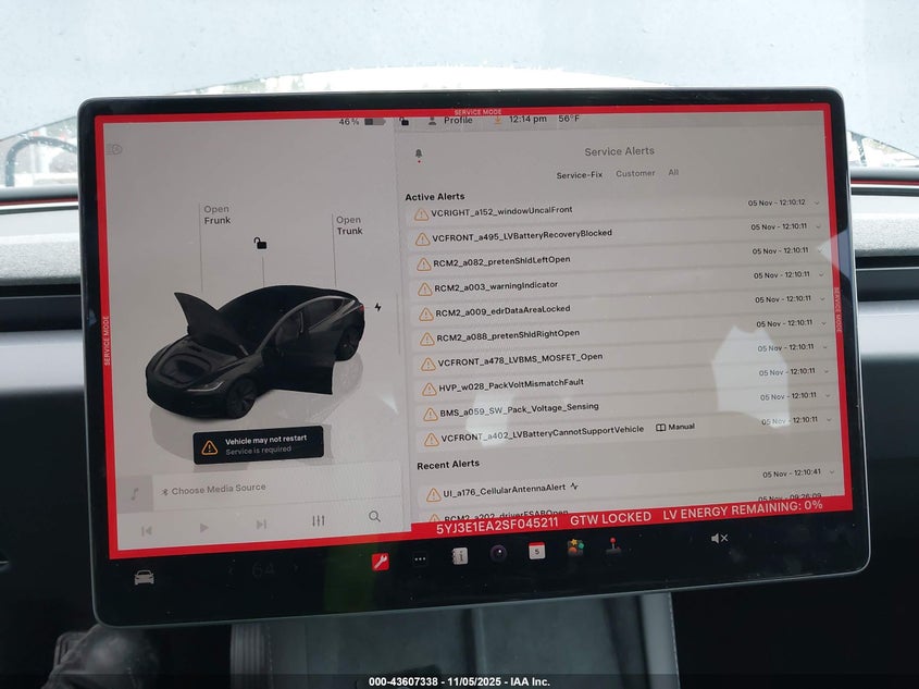 2025 Tesla Model 3 Long Range Rear-Wheel Drive VIN: 5YJ3E1EA2SF045211 Lot: 43607338