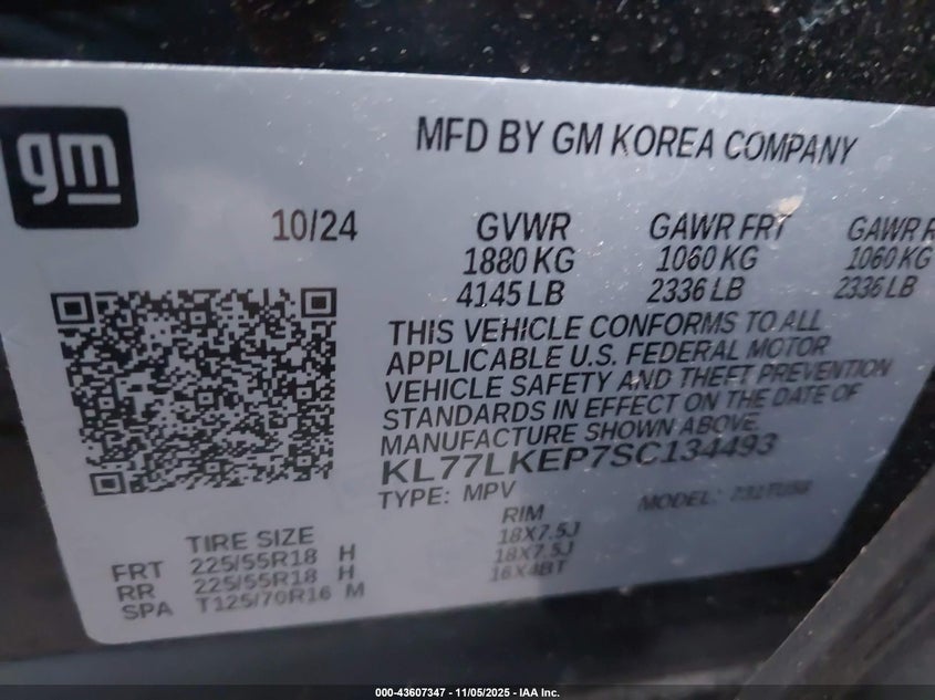 2025 CHEVROLET TRAX FWD ACTIV KL77LKEP7SC134493