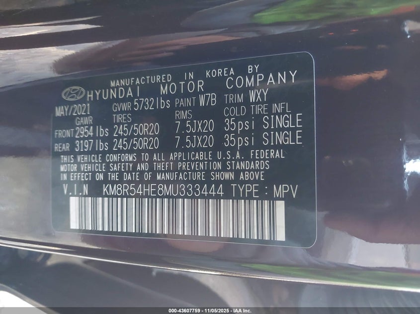 2021 HYUNDAI PALISADE LIMITED - KM8R54HE8MU333444