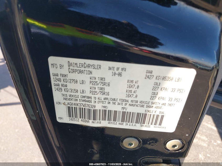 1J4GK48K37W576320 2007 JEEP LIBERTY (NORTH AMERICA) photo no. 8