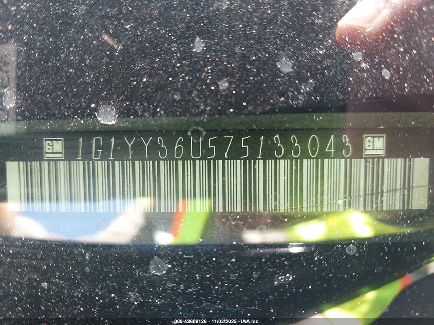 2007 Chevrolet Corvette VIN: 1G1YY36U575133043 Lot: 43608126