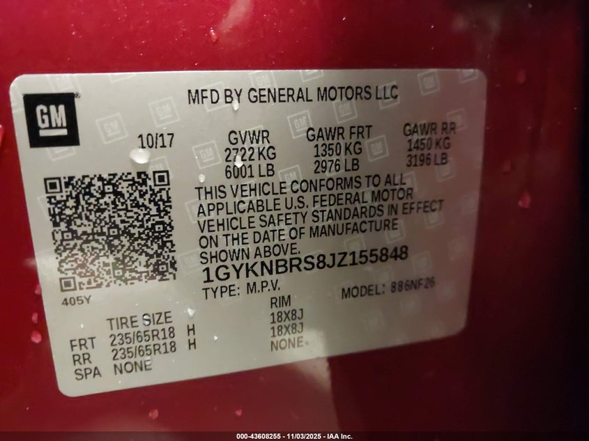 2018 CADILLAC XT5 STANDARD - 1GYKNBRS8JZ155848