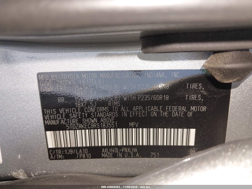 2024 TOYOTA SIENNA LIMITED 5TDZRKEC9RS183551