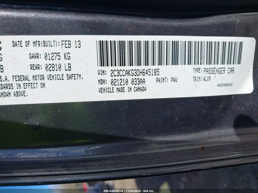 2013 CHRYSLER 300C AWD 2C3CCAKG3DH645185