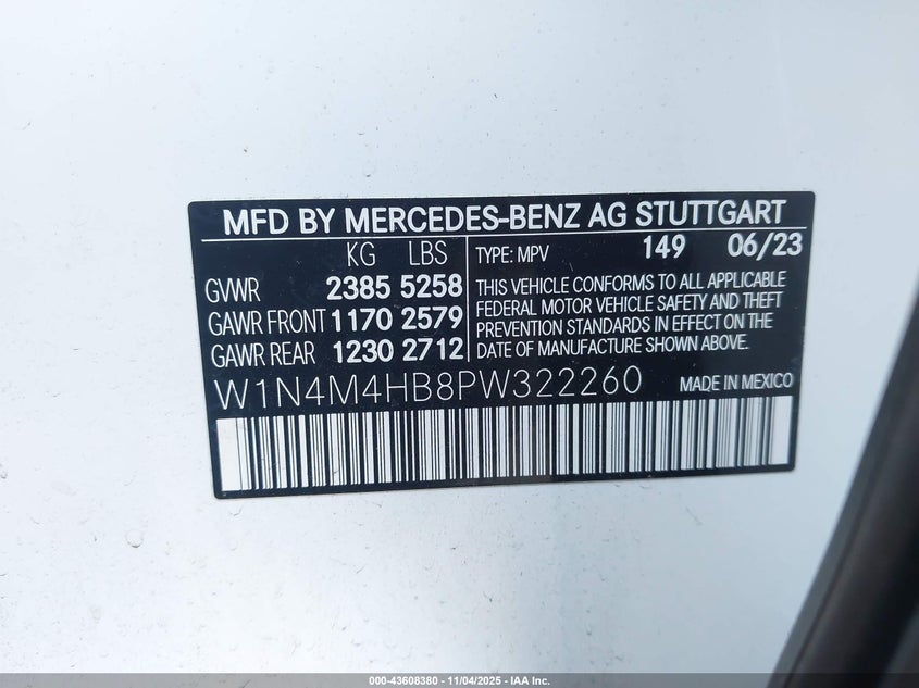 2023 MERCEDES-BENZ GLB 250 4MATIC W1N4M4HB8PW322260
