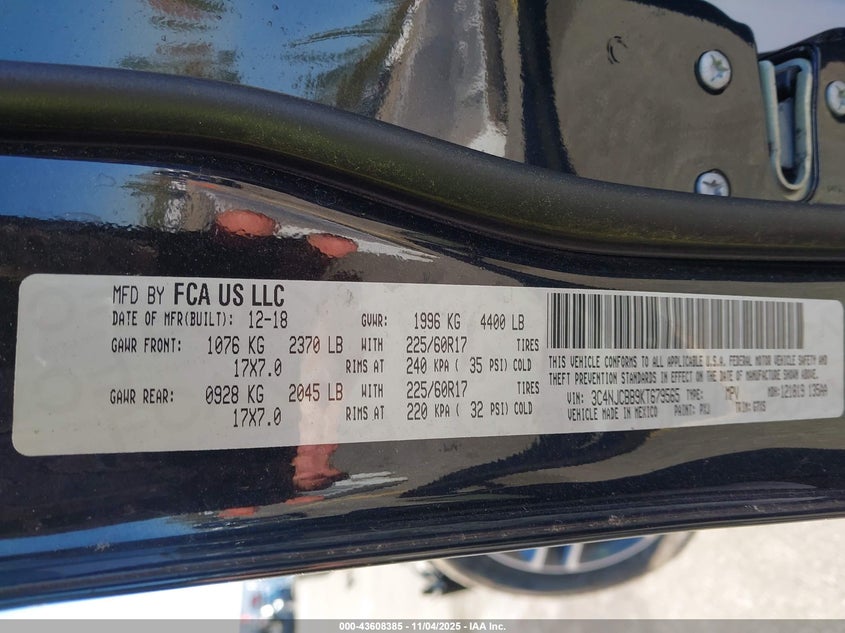 2019 JEEP COMPASS SUN AND WHEEL FWD - 3C4NJCBB9KT679565