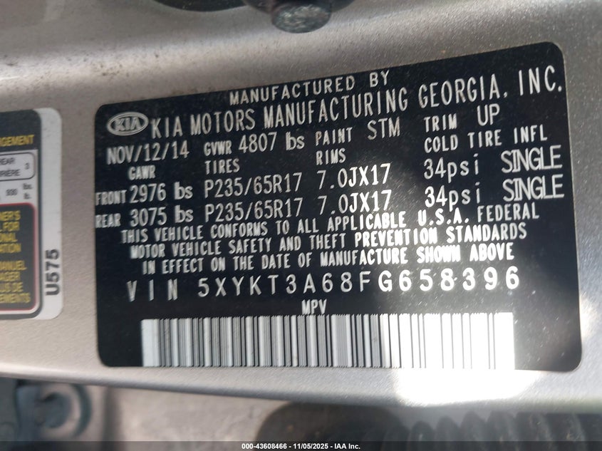 2015 KIA SORENTO LX - 5XYKT3A68FG658396