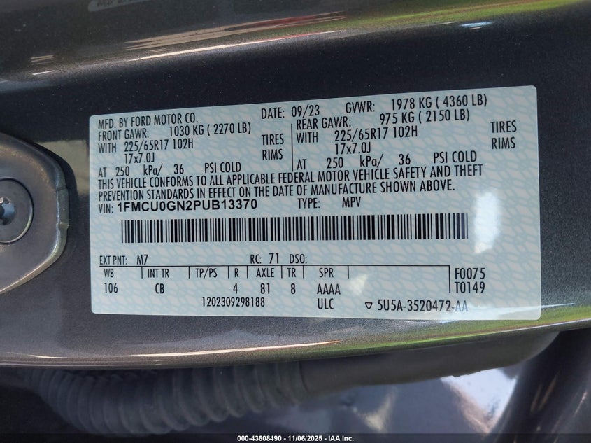 1FMCU0GN2PUB13370 2023 FORD ESCAPE photo no. 9