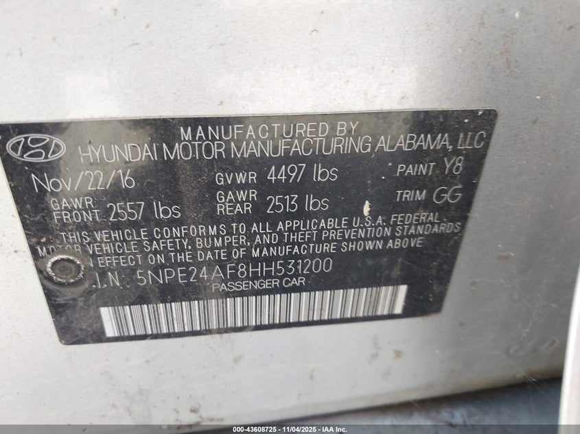 2017 HYUNDAI SONATA - 5NPE24AF8HH531200