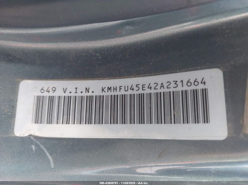 2002 Hyundai Xg350 L VIN: KMHFU45E42A231664 Lot: 43608761