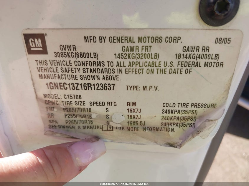1GNEC13Z16R123637 2006 CHEVROLET TAHOE photo no. 9