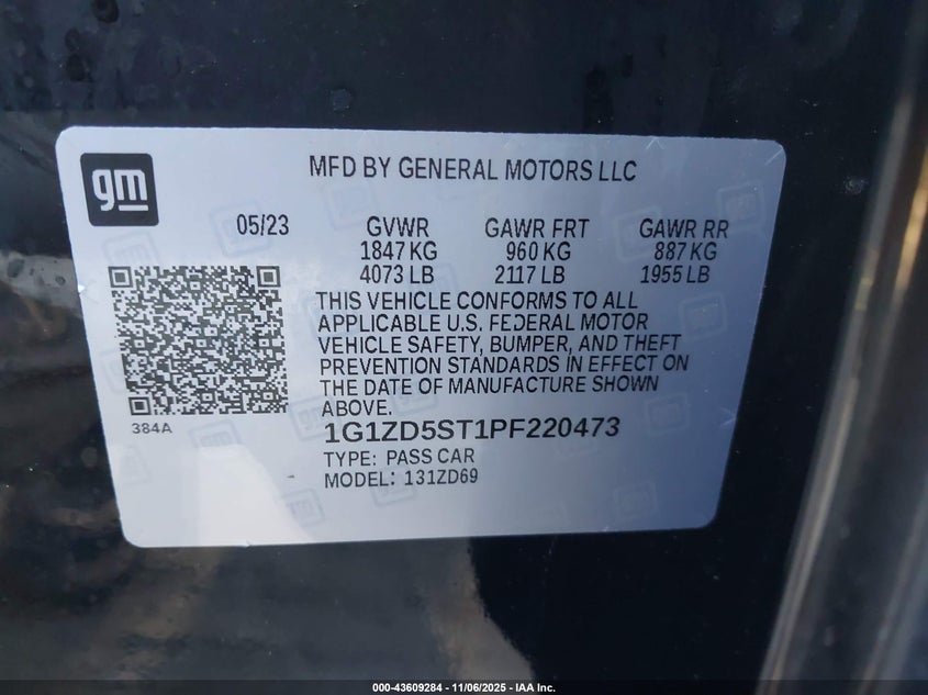 2023 CHEVROLET MALIBU FWD 1LT 1G1ZD5ST1PF220473