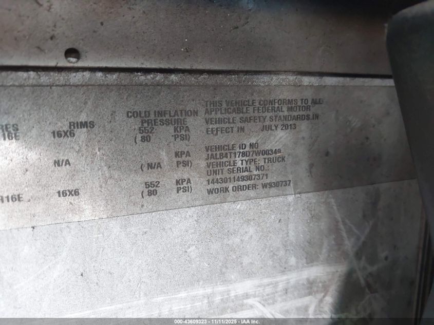 2013 Isuzu Commercial Van VIN: JALB4T178D7W00349 Lot: 43609323