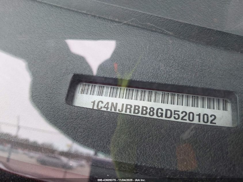 2016 Jeep Patriot Sport VIN: 1C4NJRBB8GD520102 Lot: 43609375
