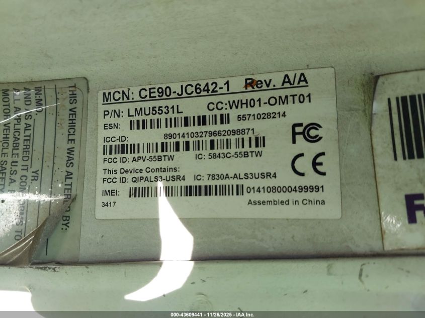 2014 Chevrolet Express 2500 Work Van VIN: 1GCWGFCA6E1206017 Lot: 43609441