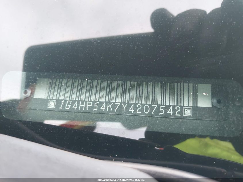 2000 Buick Lesabre Custom VIN: 01G4HP54K7Y420754 Lot: 43609494