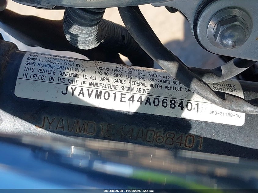 2004 Yamaha Xvs65 A VIN: JYAVM01E44A068401 Lot: 43609798