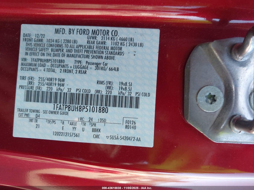 2023 FORD MUSTANG ECOBOOST - 1FATP8UH8P5101880