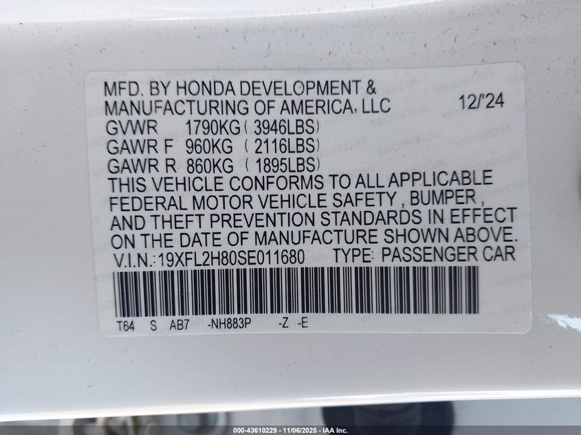 2025 HONDA CIVIC SEDAN SPORT - 19XFL2H80SE011680