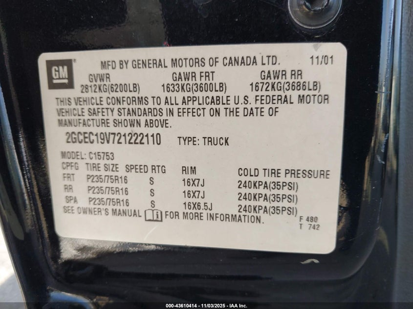 2GCEC19V721222110 2002 CHEVROLET SILVERADO photo no. 9