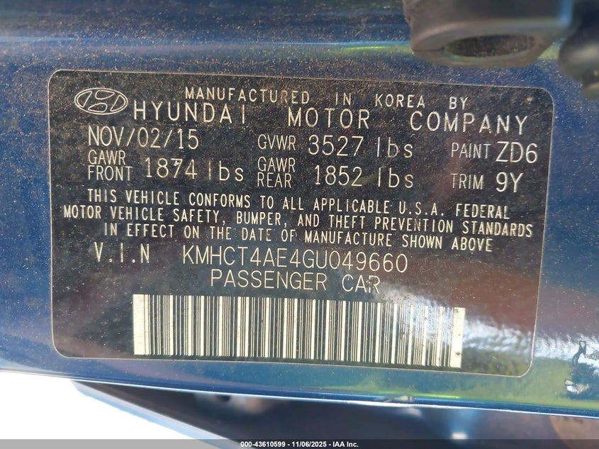 2016 HYUNDAI ACCENT SE KMHCT4AE4GU049660