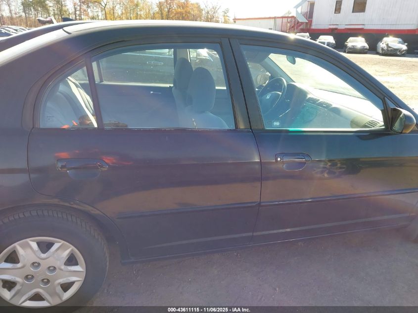 2003 Honda Civic Lx VIN: 1HGES165X3L020575 Lot: 43611115