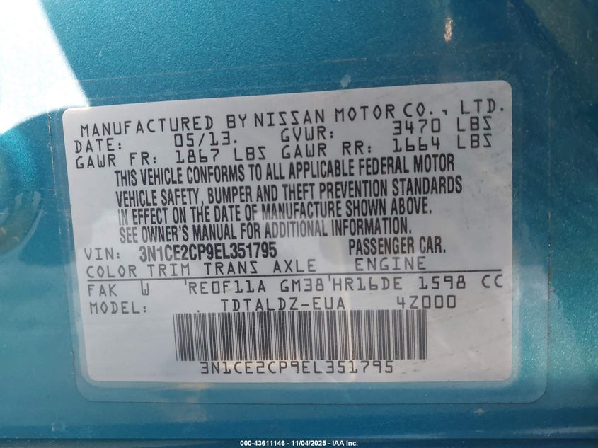 2014 NISSAN VERSA NOTE SV - 3N1CE2CP9EL351795