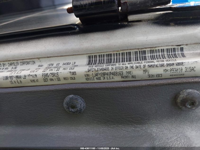 1997 Jeep Wrangler Se VIN: 1J4FY29P4VP469163 Lot: 43611180