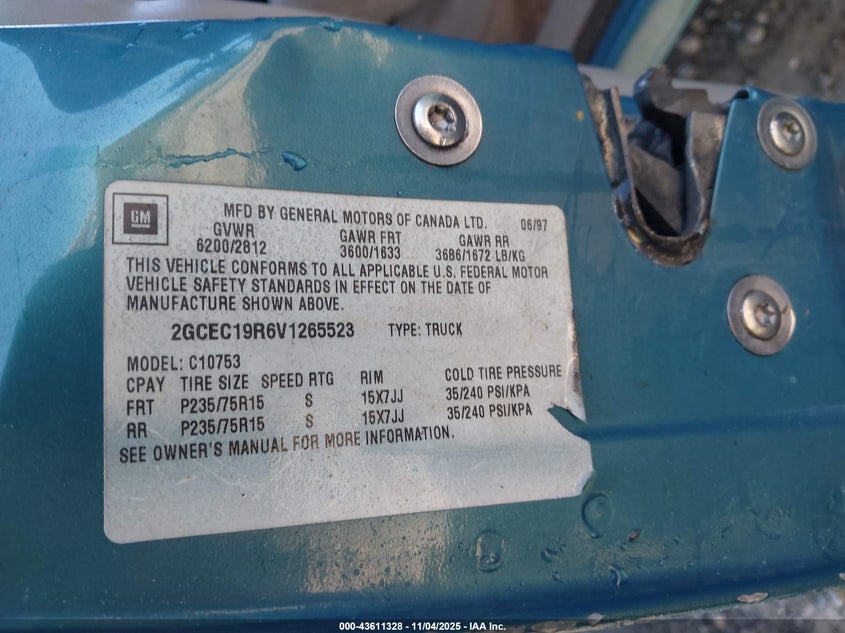 2GCEC19R6V1265523 1997 CHEVROLET C/K photo no. 9