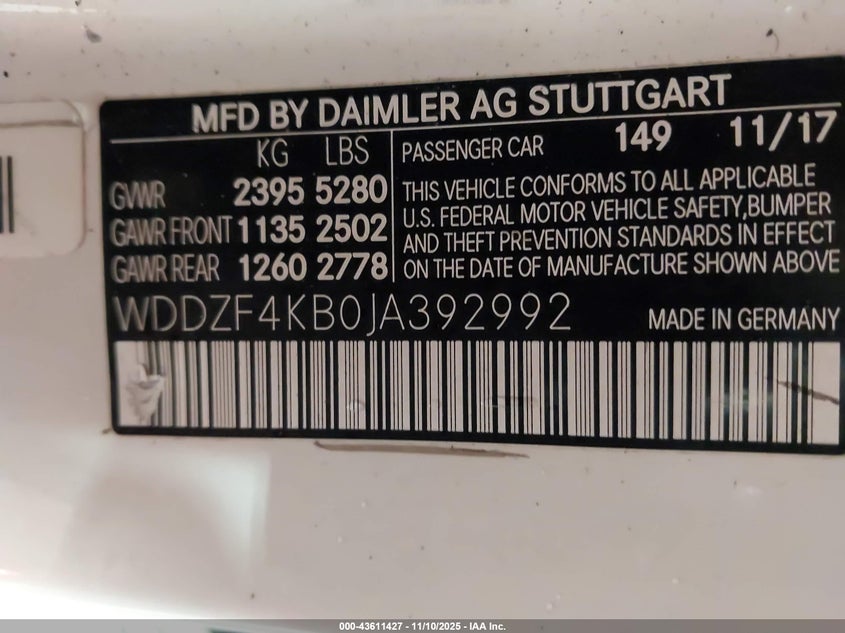 2018 MERCEDES-BENZ E 300 4MATIC WDDZF4KB0JA392992