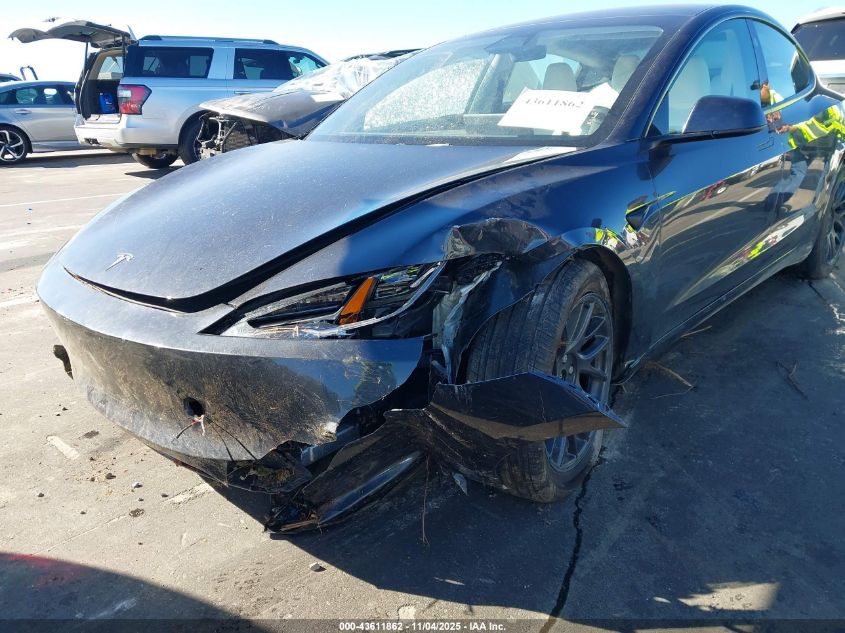 2025 Tesla Model 3 Long Range Rear-Wheel Drive/Standard VIN: 5YJ3E1EA7SF904003 Lot: 43611862