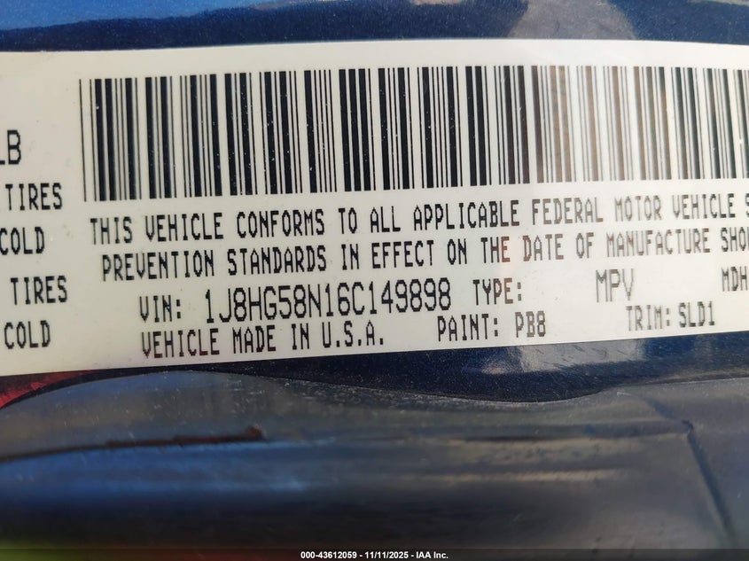 2006 Jeep Commander Limited VIN: 1J8HG58N16C149898 Lot: 43612059