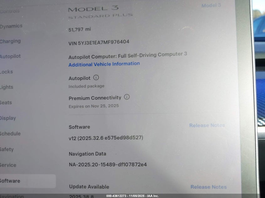 2021 Tesla Model 3 Standard Range Plus Rear-Wheel Drive VIN: 5YJ3E1EA7MF976404 Lot: 43612273