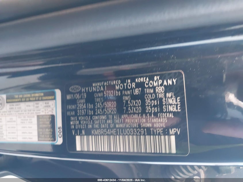 2020 HYUNDAI PALISADE LIMITED - KM8R54HE1LU033291