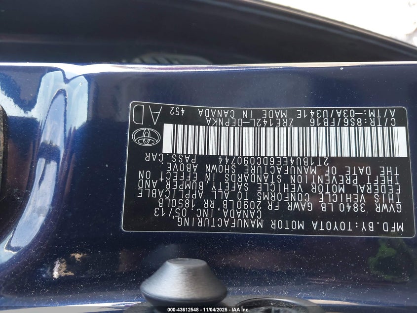 2013 TOYOTA COROLLA LE 2T1BU4EE6DC090744