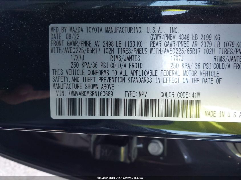 2024 Mazda Cx-50 2.5 S Premium VIN: 7MMVABDM3RN160689 Lot: 43612643