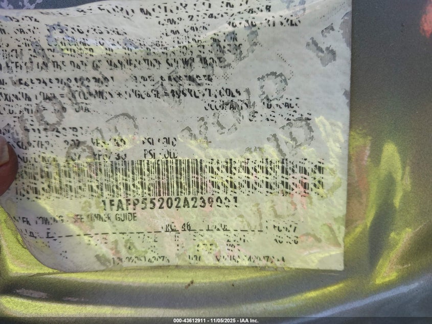 2002 Ford Taurus Ses VIN: 1FAFP55202A239001 Lot: 43612911