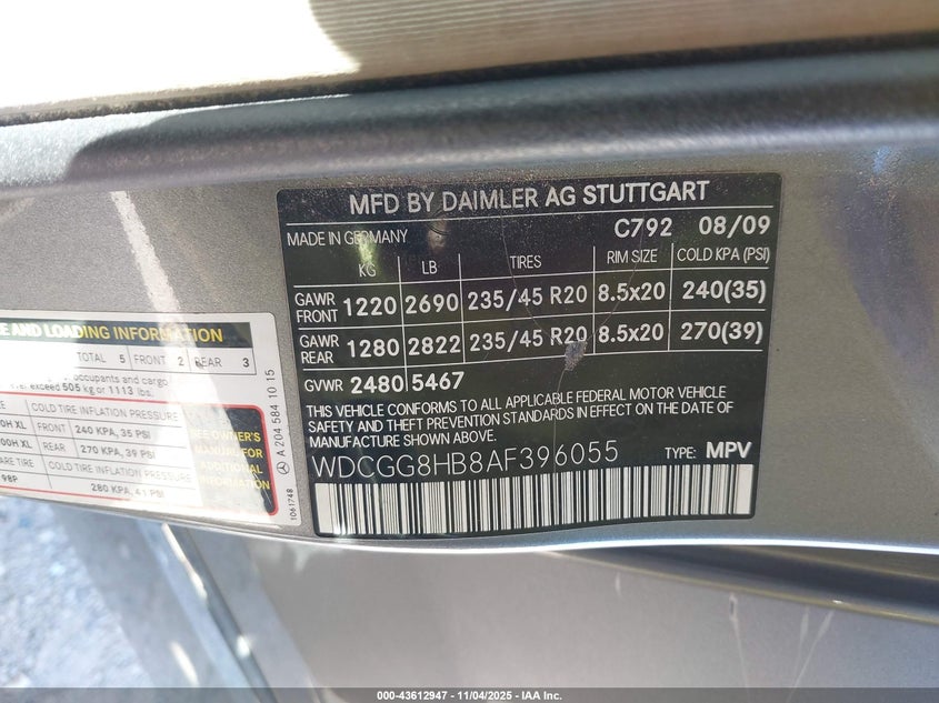 2010 Mercedes-Benz Glk 350 4Matic VIN: WDCGG8HB8AF396055 Lot: 43612947