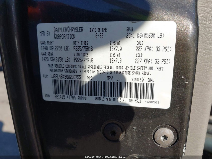 1J8GL48K86W288755 2006 JEEP LIBERTY (NORTH AMERICA) photo no. 9