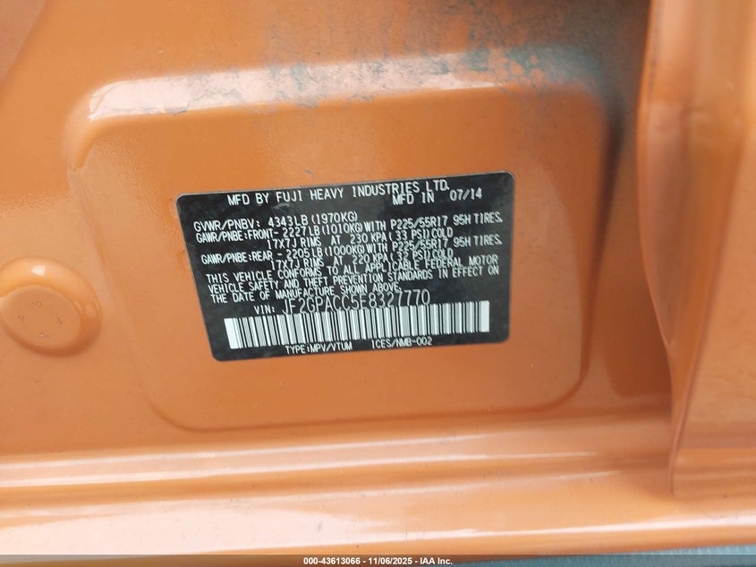 2014 SUBARU XV CROSSTREK 2.0I PREMIUM - JF2GPACC5E8327770