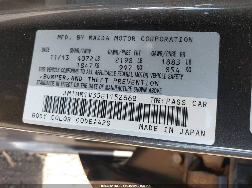 2014 MAZDA MAZDA3 S TOURING - JM1BM1V35E1152668