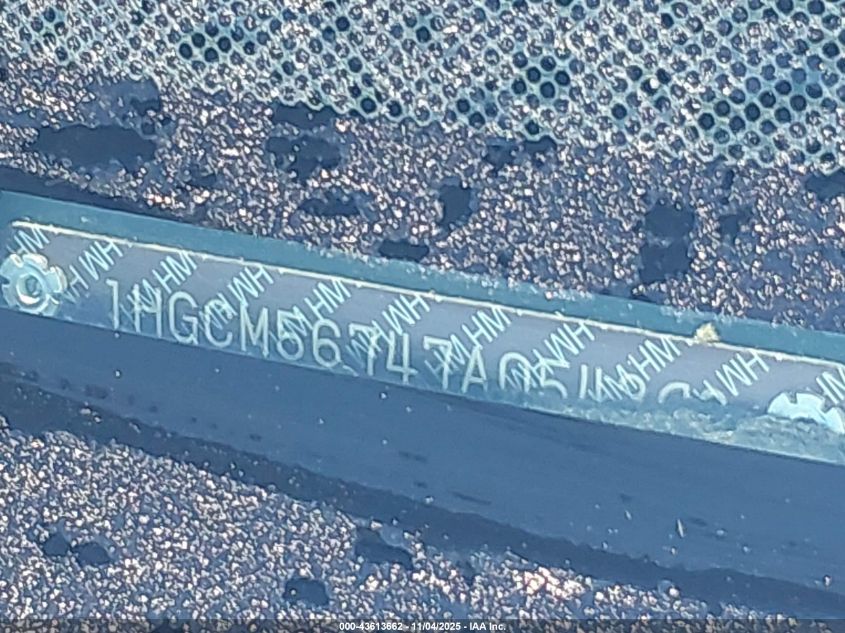 2007 Honda Accord 2.4 Ex VIN: 1HGCM56747A054393 Lot: 43613662