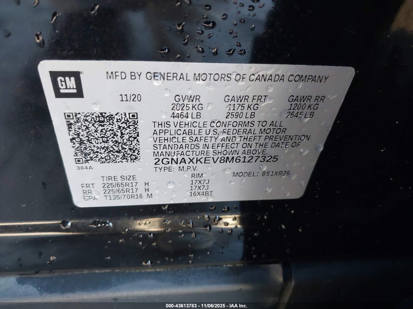 2021 CHEVROLET EQUINOX FWD LT - 2GNAXKEV8M6127325