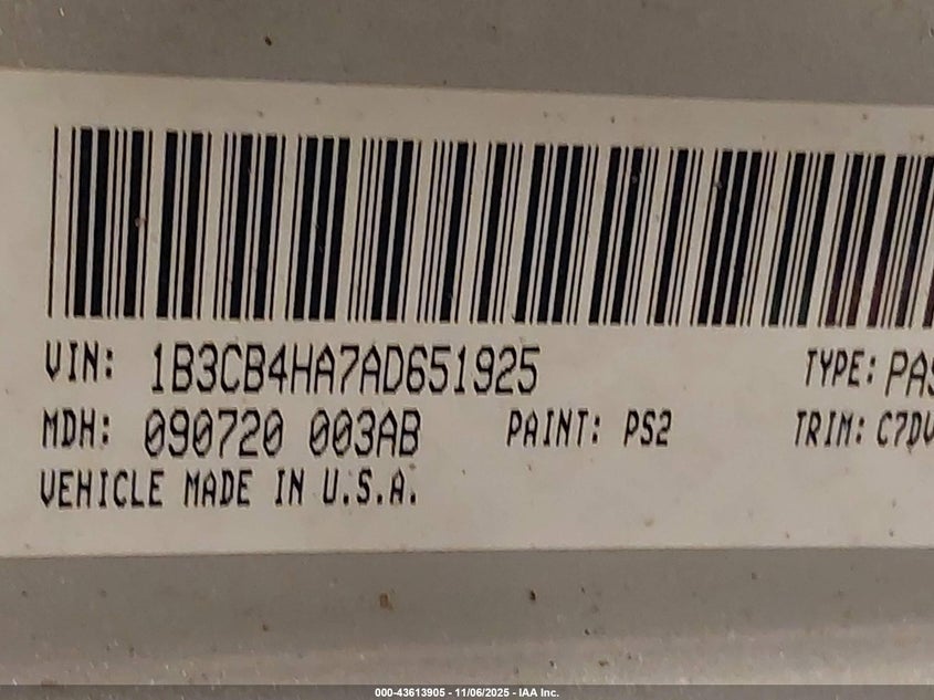 1B3CB4HA7AD651925 2010 DODGE CALIBER photo no. 9