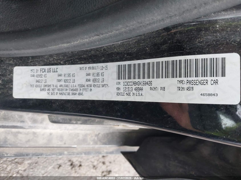 2016 CHRYSLER 200 LIMITED - 1C3CCCABXGN160426